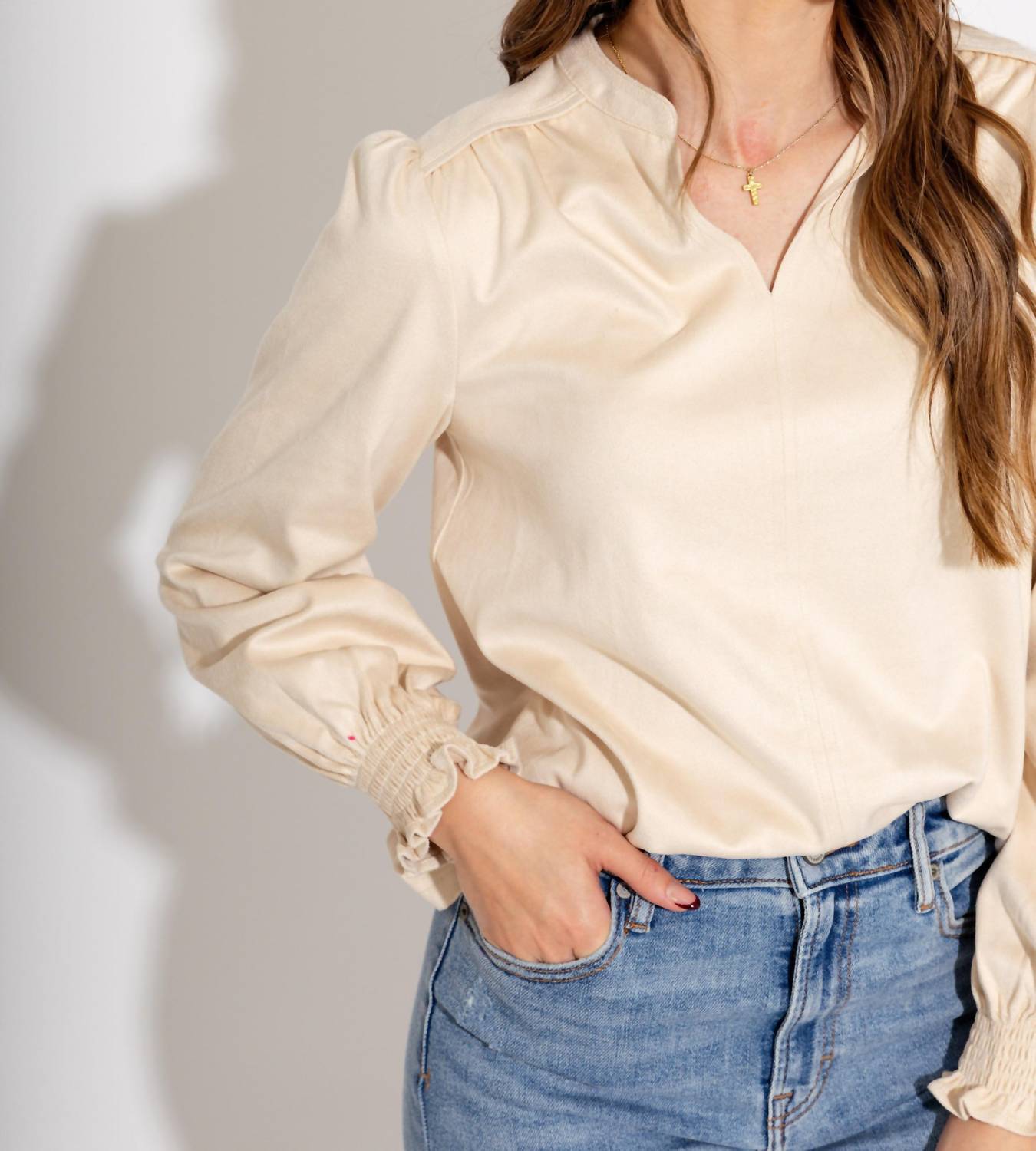 Ivy Jane - Long Sleeve Suede Top