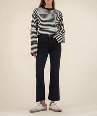 KUT FROM THE KLOTH Kelsey High Rise Ankle Flare Jeans With Raw Hem in black - women's jeans