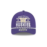 New Era Men's Washington Huskies March Madness 9forty M Crown A Frame Snapback Hat in purple - men's hat - detail view