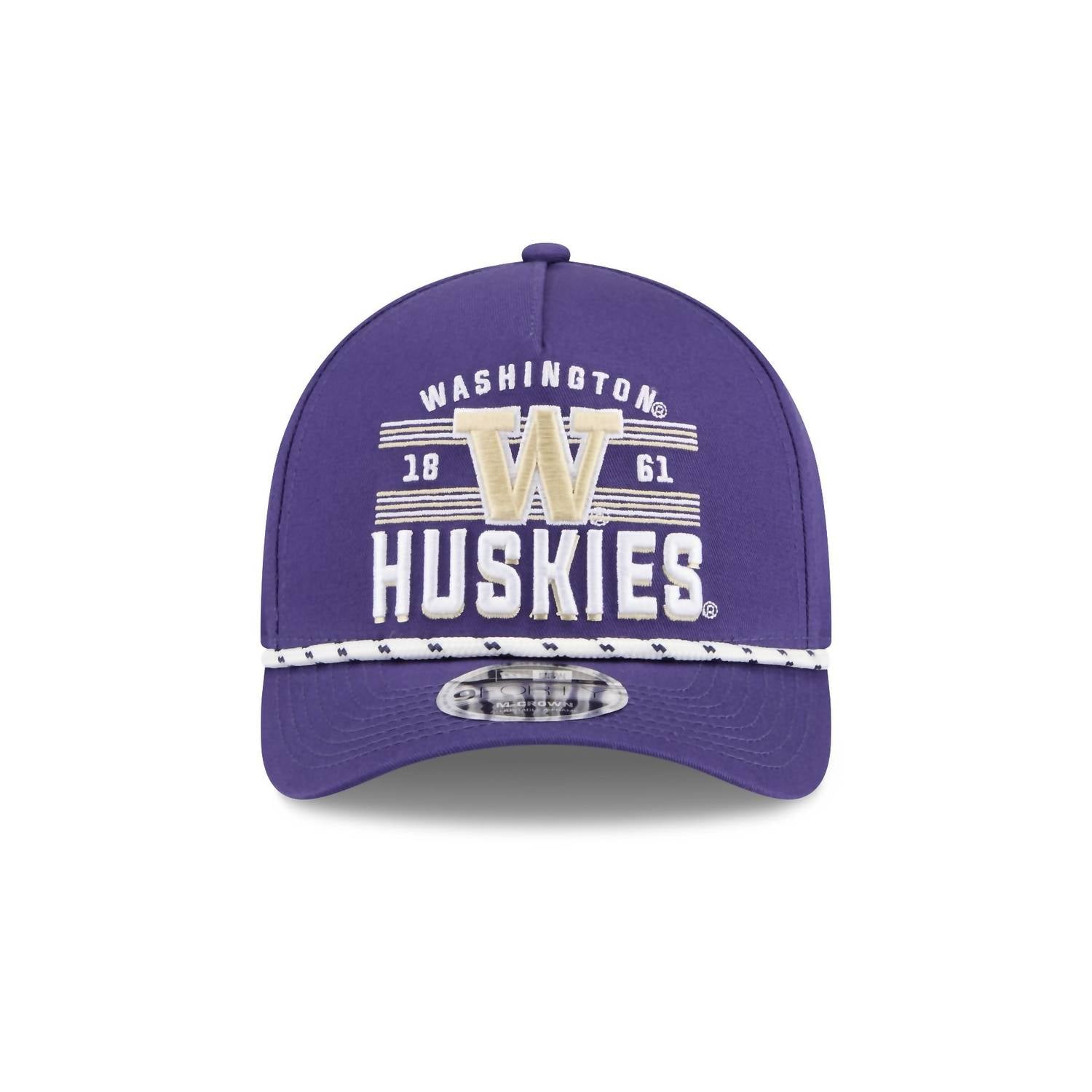 New Era Men's Washington Huskies March Madness 9forty M Crown A Frame Snapback Hat in purple - men's hat - detail view