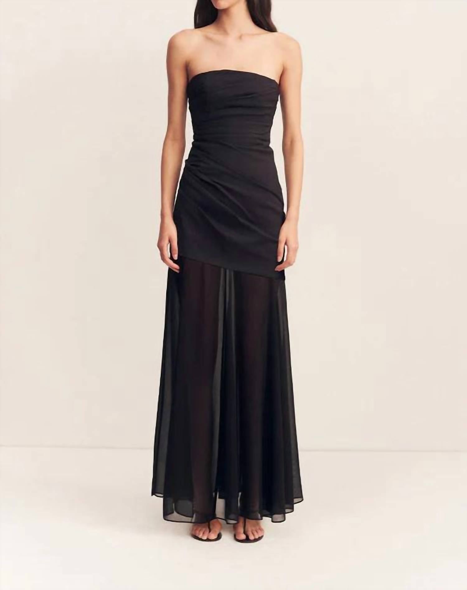 Shona Joy Blainey Strapless Draped Maxi Dress in black - women's dress