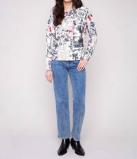 Charlie B - Printed With Side Buttons Sweater - Plus