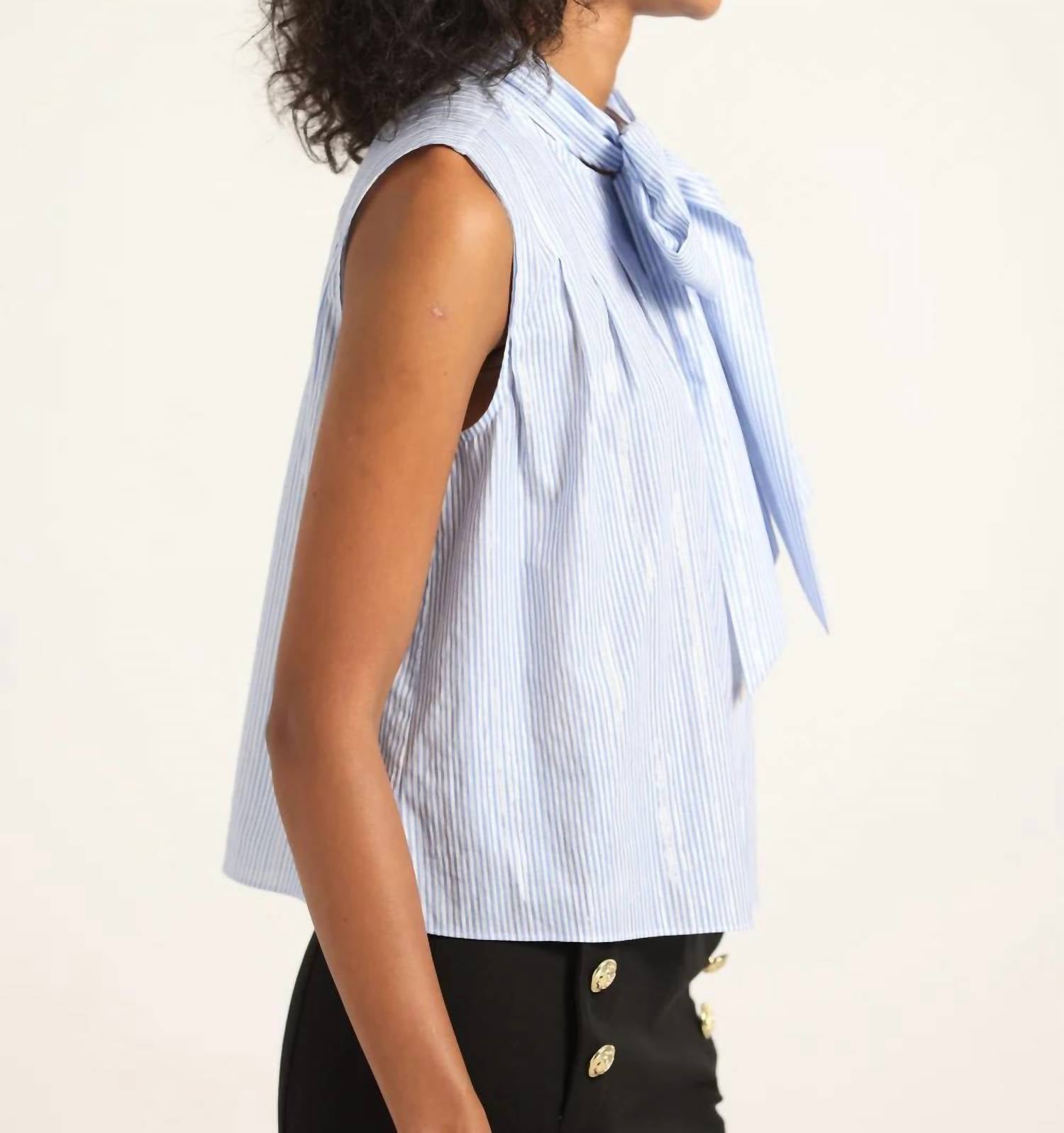 Derek Lam 10 Crosby - Aviana Lurex Stripe Poplin Sleeveless Top