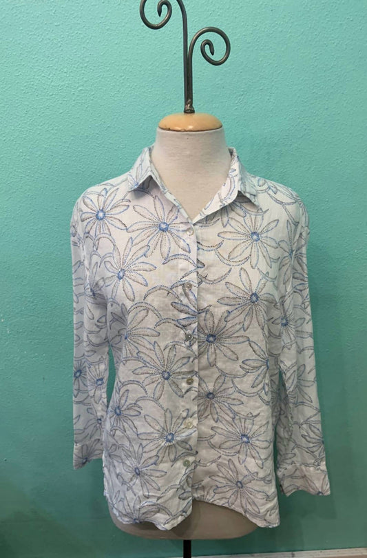 Cut Loose - Women's Daisy Side Slit Linen Button Down Shirt