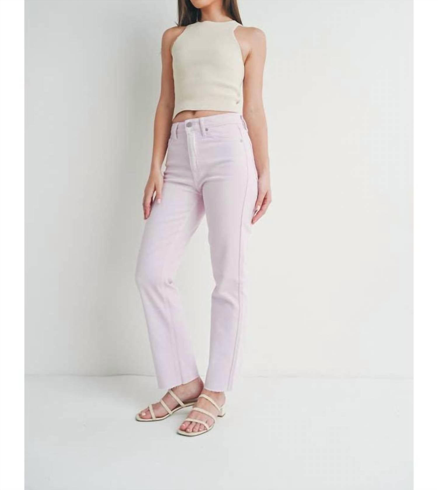Just Black Denim - High Rise Cut Off Cropped Straight Leg Jeans