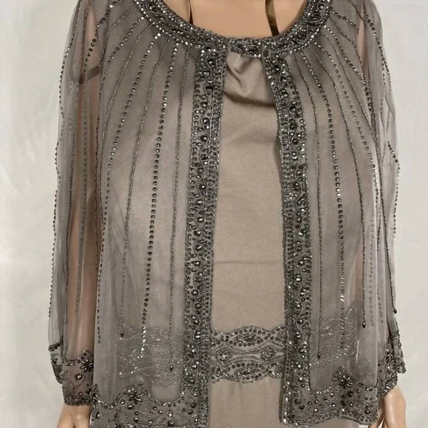 Marsoni by Colors Women’s Jeweled Cape Gown in mink - women's dress - view 6