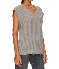 STEVE MADDEN Aiden Sweater Vest in heather grey - women's jacket - detail view