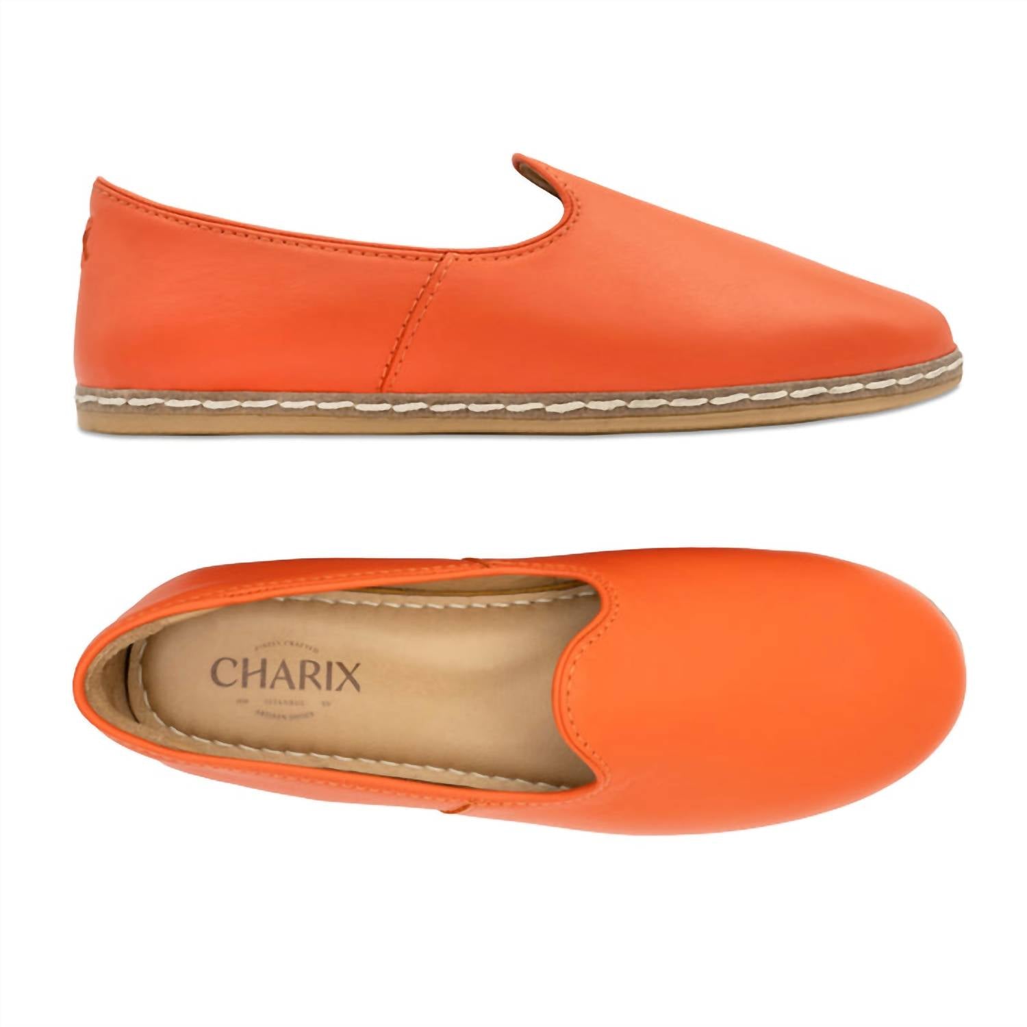 Charix Women's Classic Slip-on Shoes in orange - women's flats - detail view