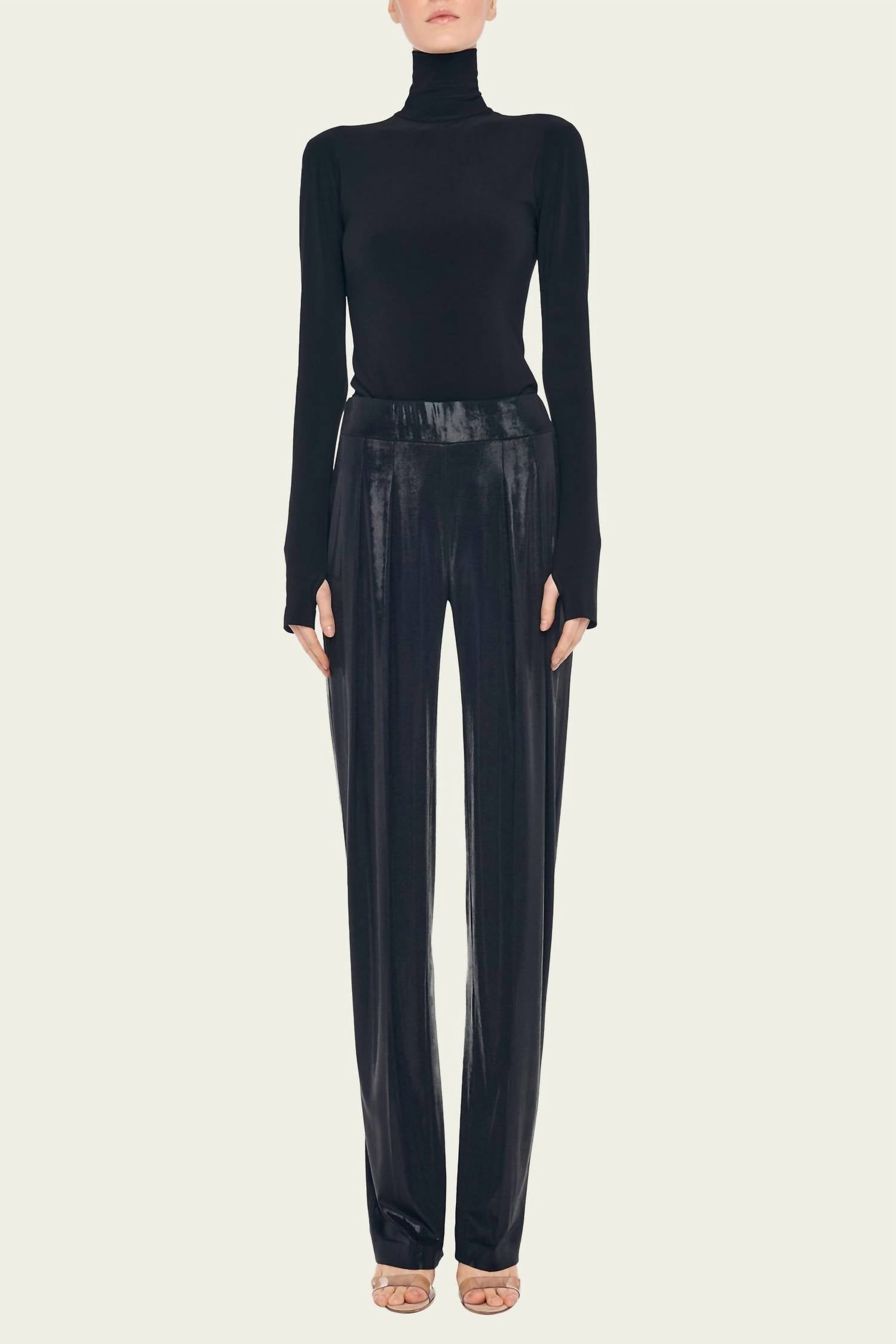 Norma Kamali - Low Rise Pleated Trouser