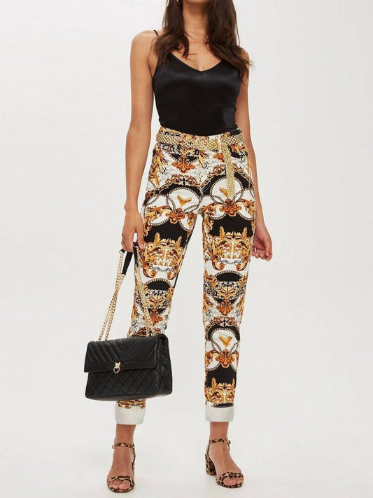 Topshop - High Rise Leaf Chain Print Ankle Mom Jeans