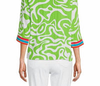 Multiples - 3/4 Sleeve Notch Neck Top