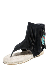 French Blu - Women's Yvette Thong Fringe Detailed Flats Sandals
