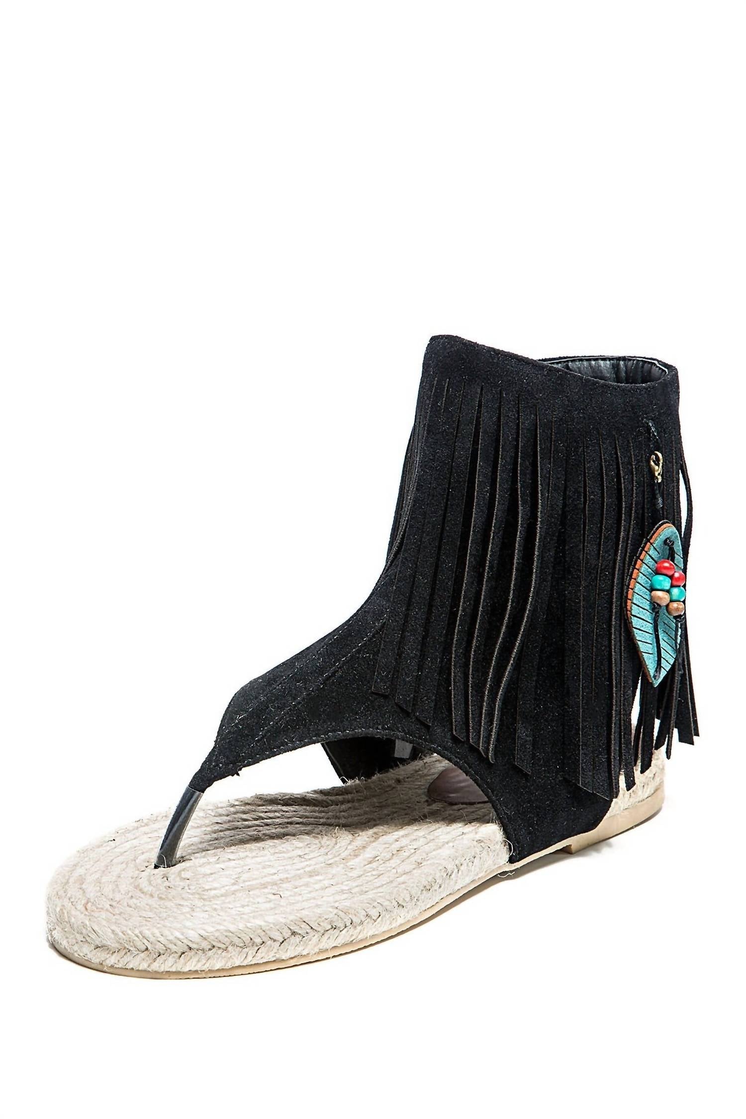 French Blu - Women's Yvette Thong Fringe Detailed Flats Sandals