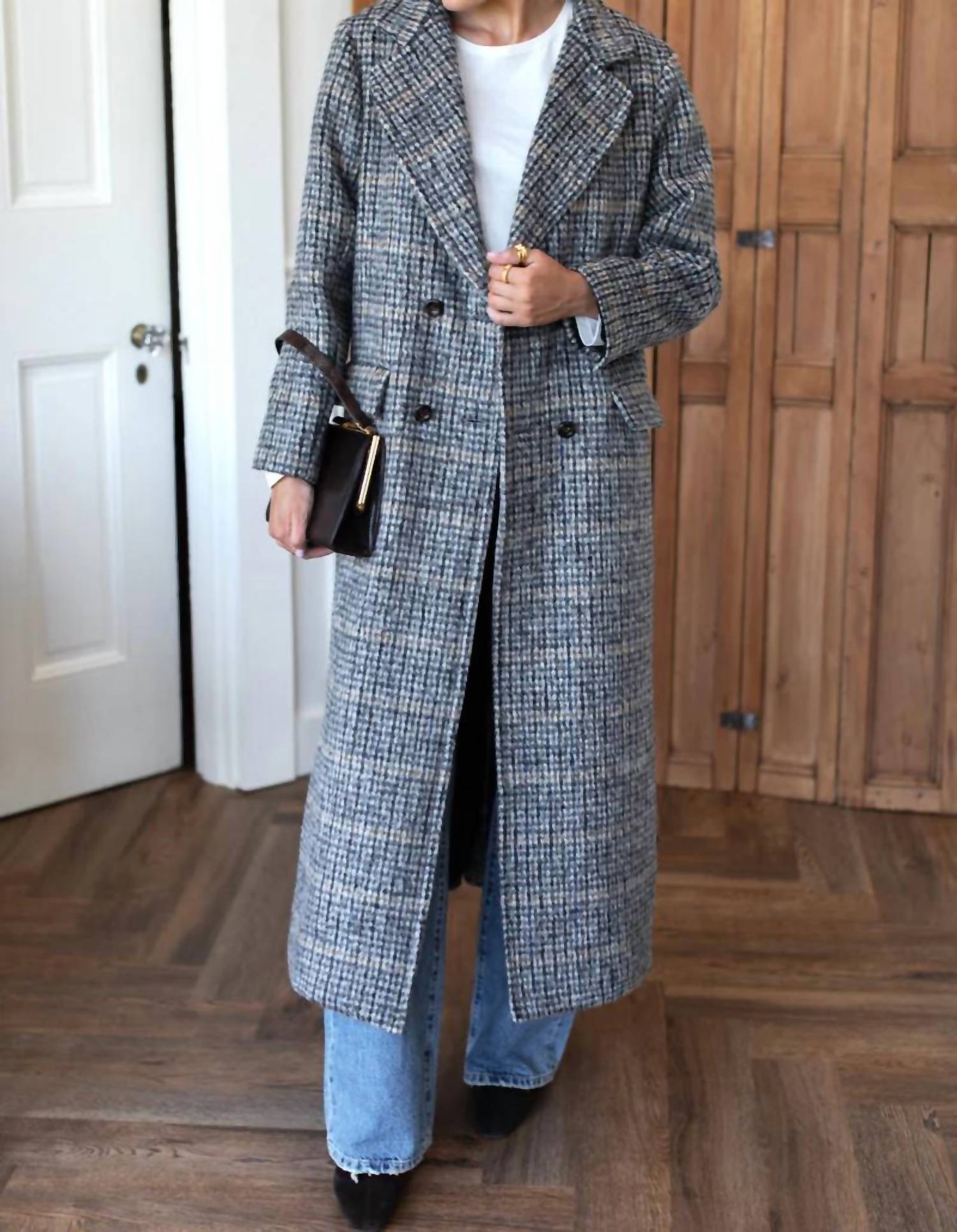 Emerson Fry - Layering Wooly Plaid Maxi Coat