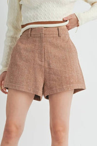 SAGE THE LABEL Country Estate Shorts in brown - women's shorts - alternate view