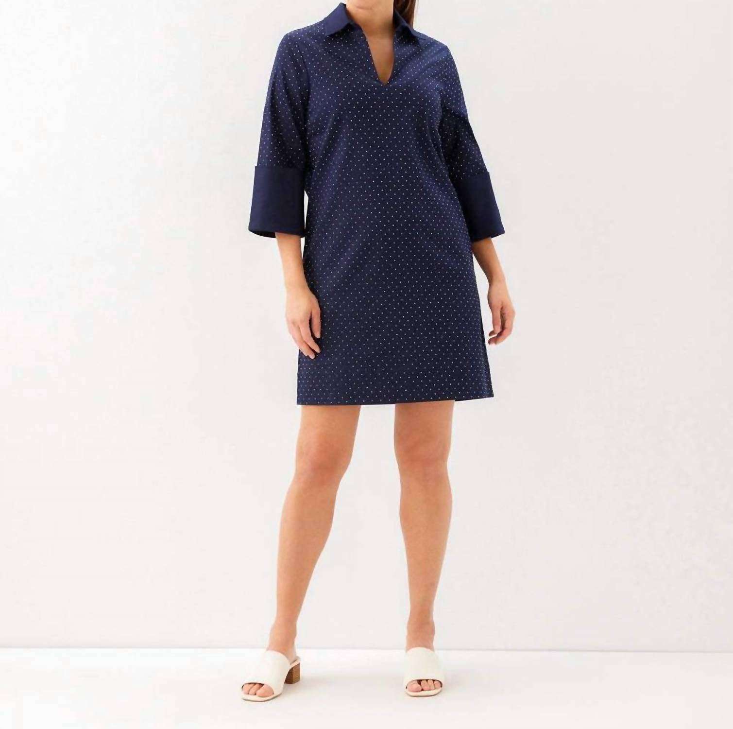Karen Kane - Cuffed Sleeve Embellished Dress