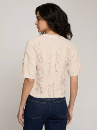 Autumn Cashmere - Short Sleeve Fringe Crewneck Sweater