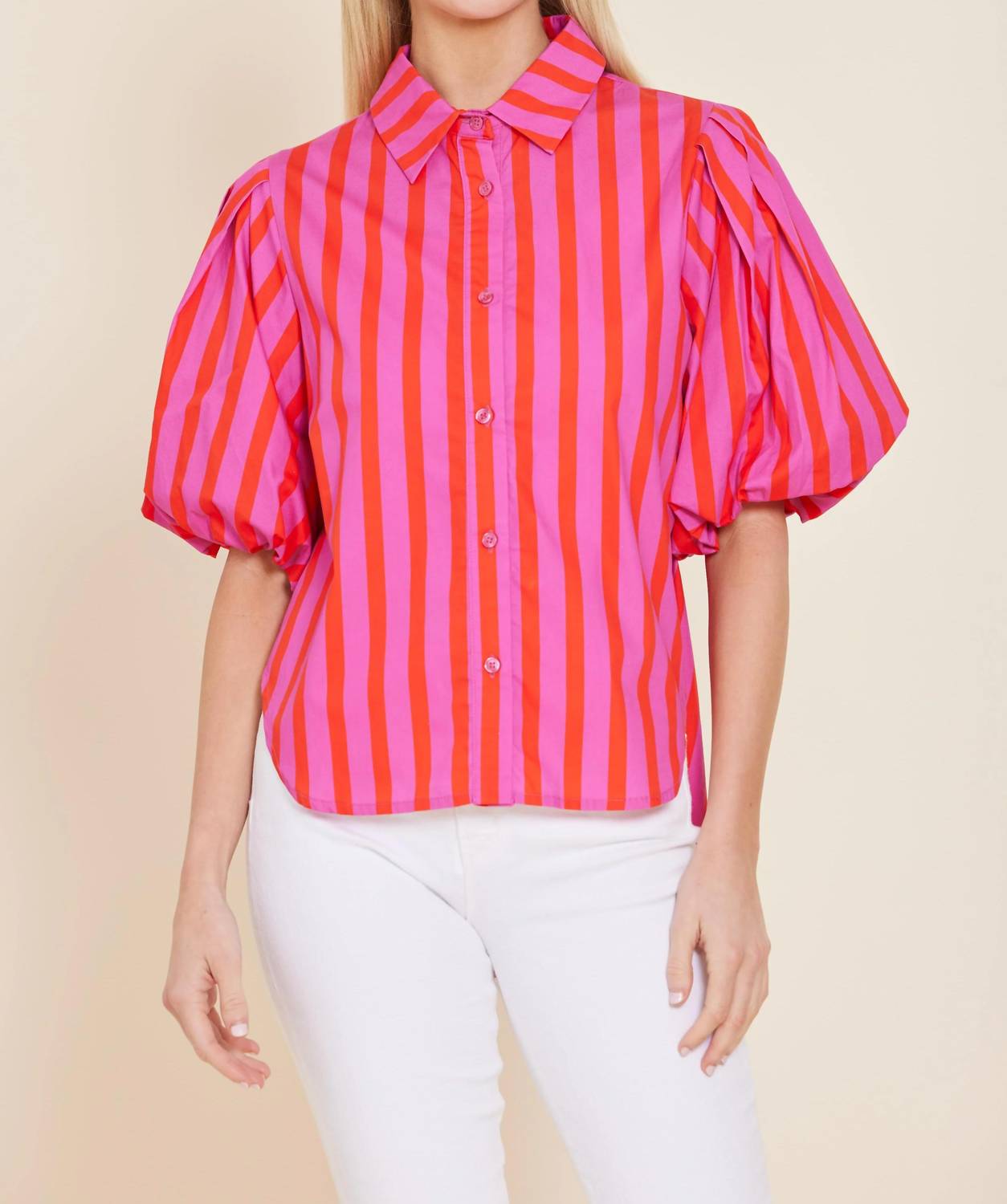 Dolce Cabo - Poplin Puff Shoulder Top