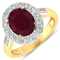 Diana M Jewels Women's Oval Natural Ruby Fashion Ring (3.25 Ct) - Signature Plus in 14k yellow gold - women's jewelry - alternate view