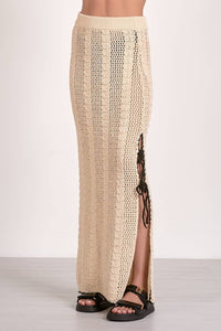 ELAN Crochet Lined Skirt in natural - women's skirt