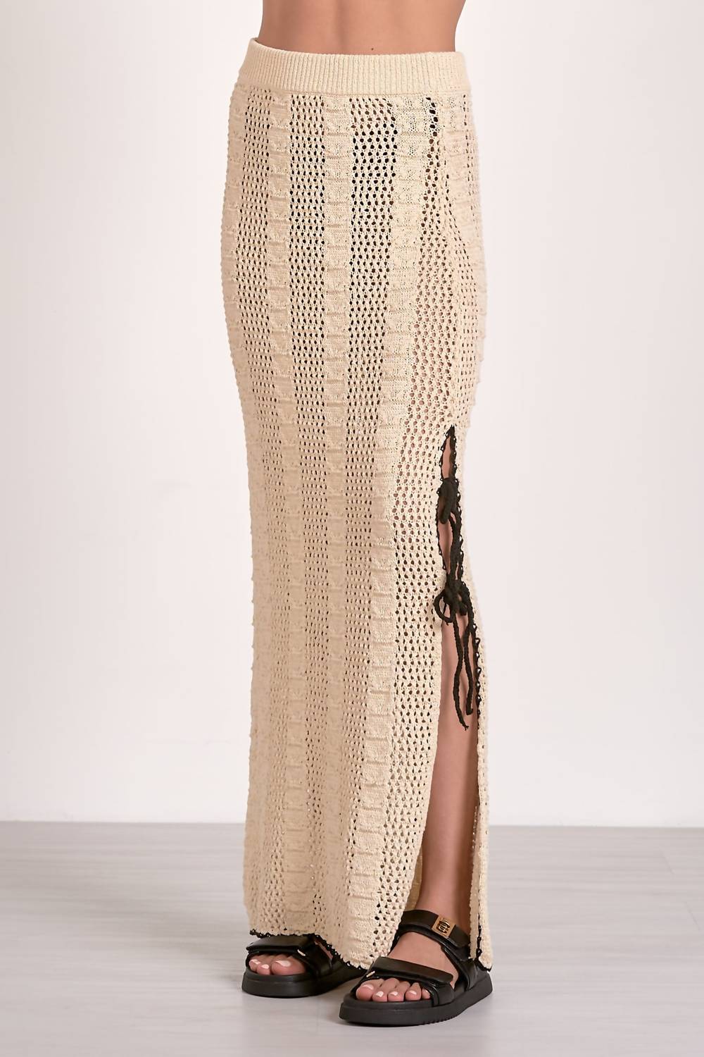 ELAN Crochet Lined Skirt in natural - women's skirt
