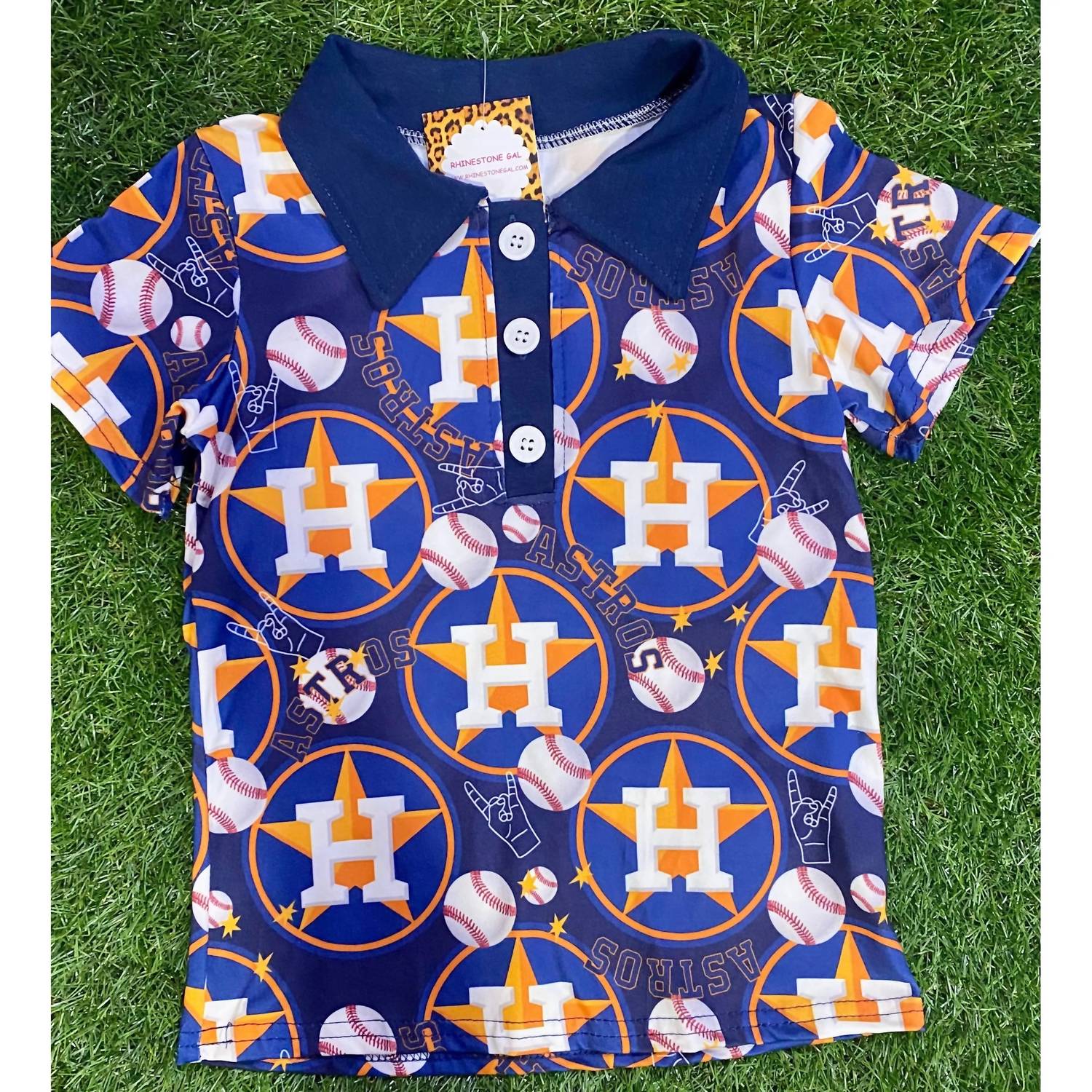 Aier Wholesale - Kid's Astros Inspired Baseball Polo