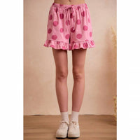 Bibi - Polka Dots Printed Ruffled Detail Top And Shorts Set