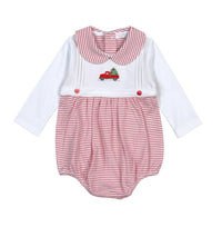 Baby Loren - Boy’s Christmas Truck Hand Embroidered Bubble
