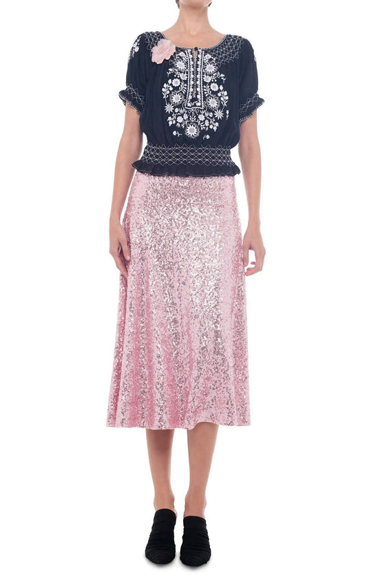 Norma Kamali - Sequin Flared Skirt