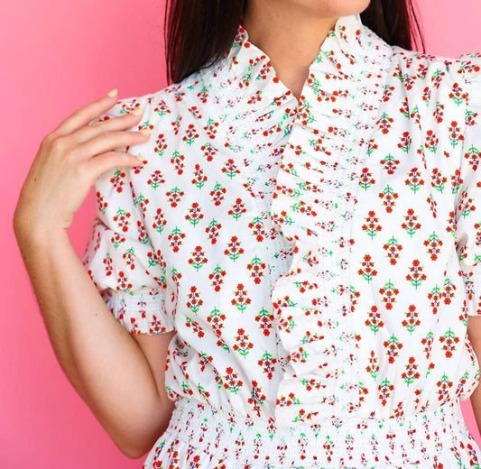 Karlie - Digital Floral Ruffle Smock Maxi Dress