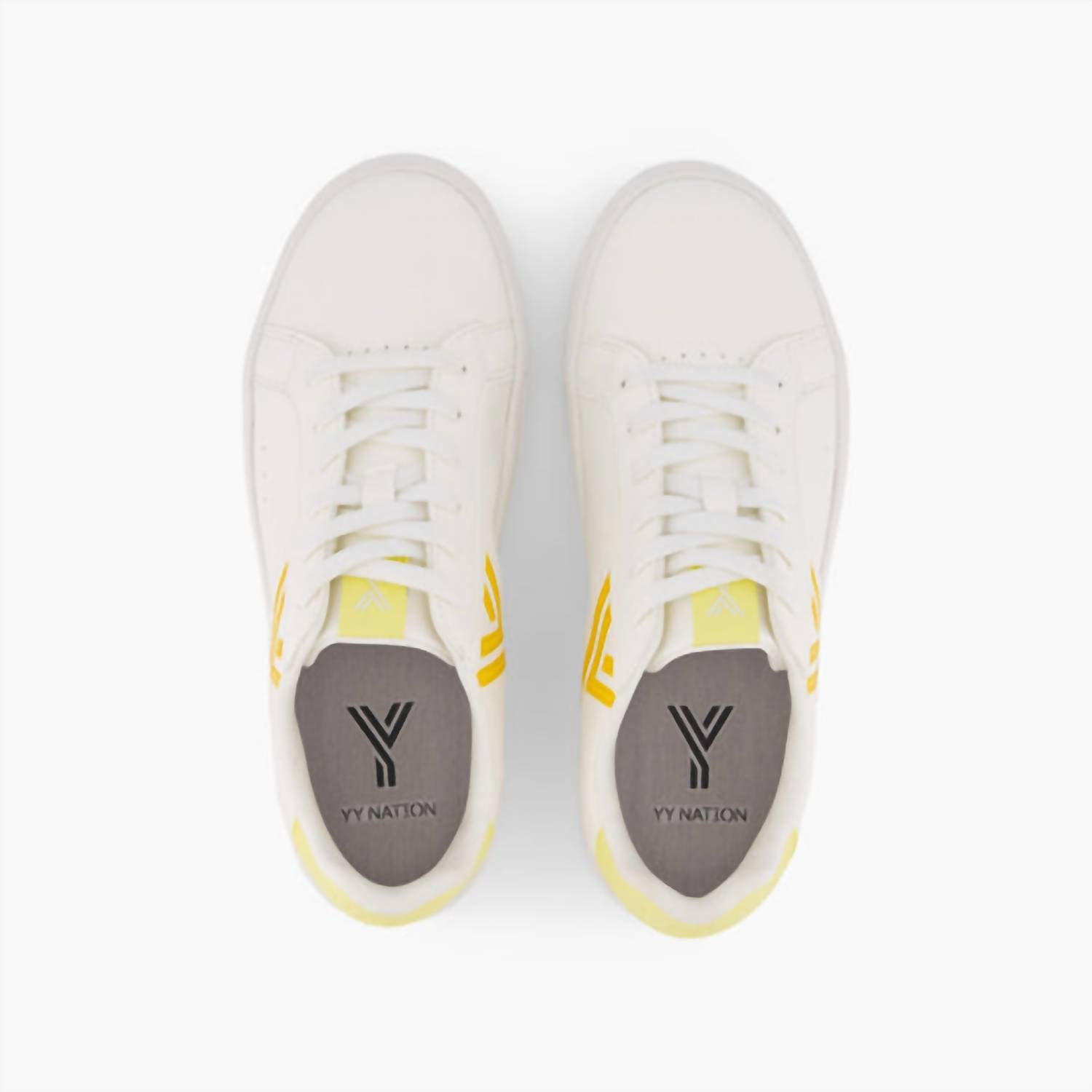 YY Nation Women's Fractus Cactus Sneaker in white yellow lemon - women's sneaker - alternate view
