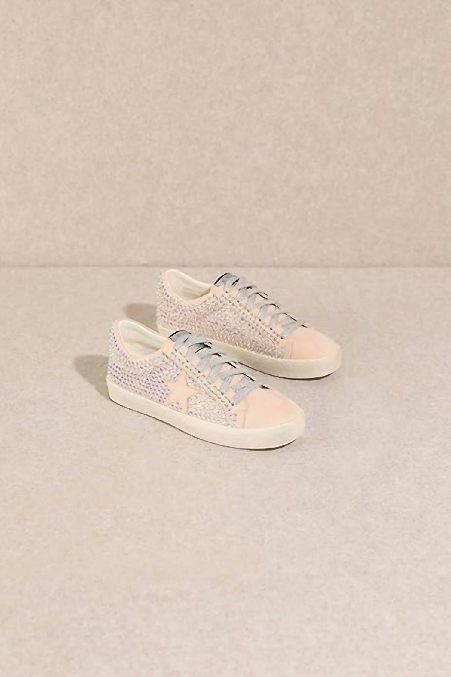 Miim - Women's Joann Rubber Sole Lace-up Rhinestone Suede Star Sneakers