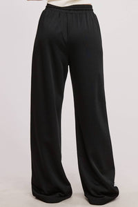 Mimosa Lace Trim Wide Leg Track Pants in black - women's pants - detail view