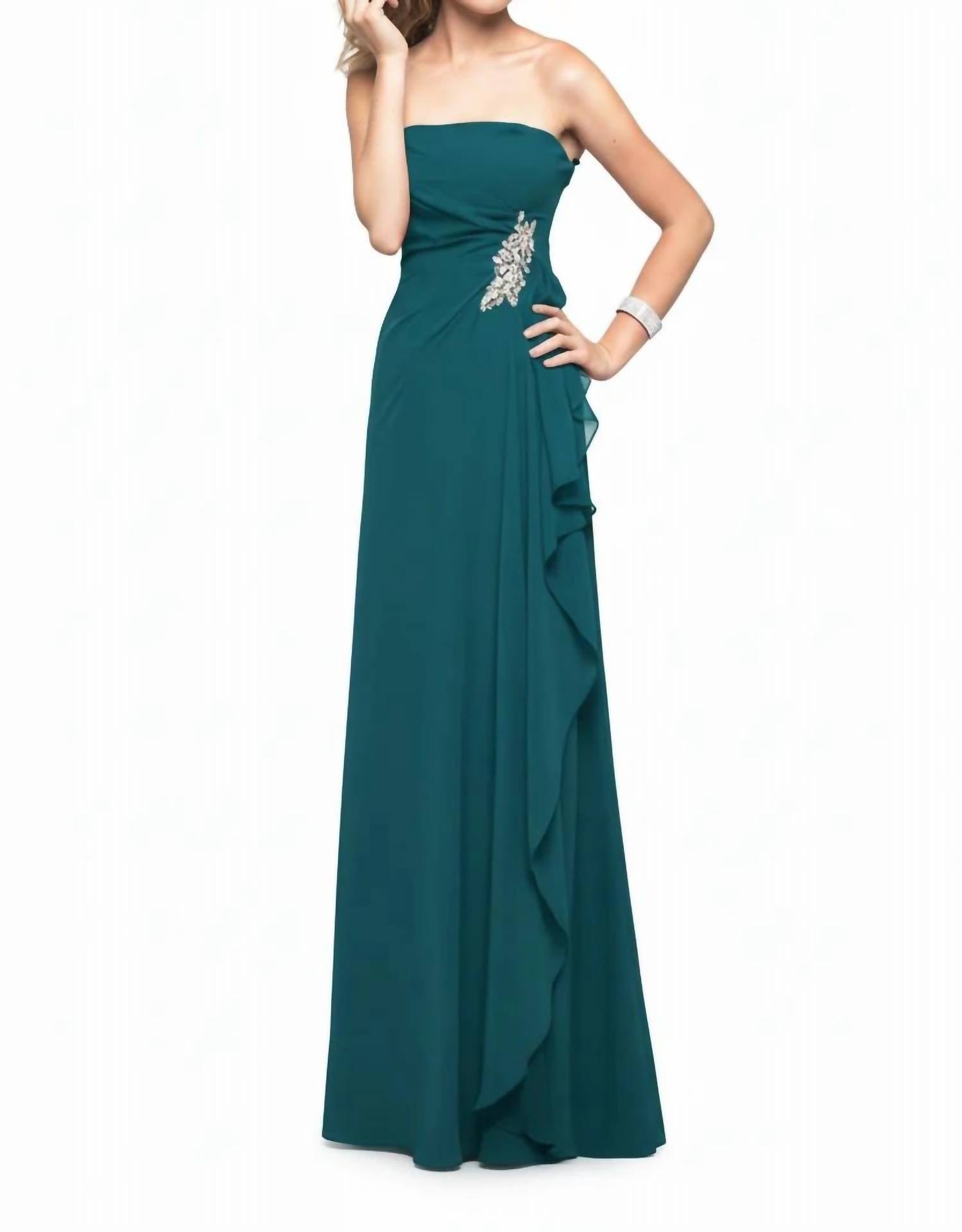 Last Dress - Elegant Ruffle Detail With Embellished Waist Prom Dress