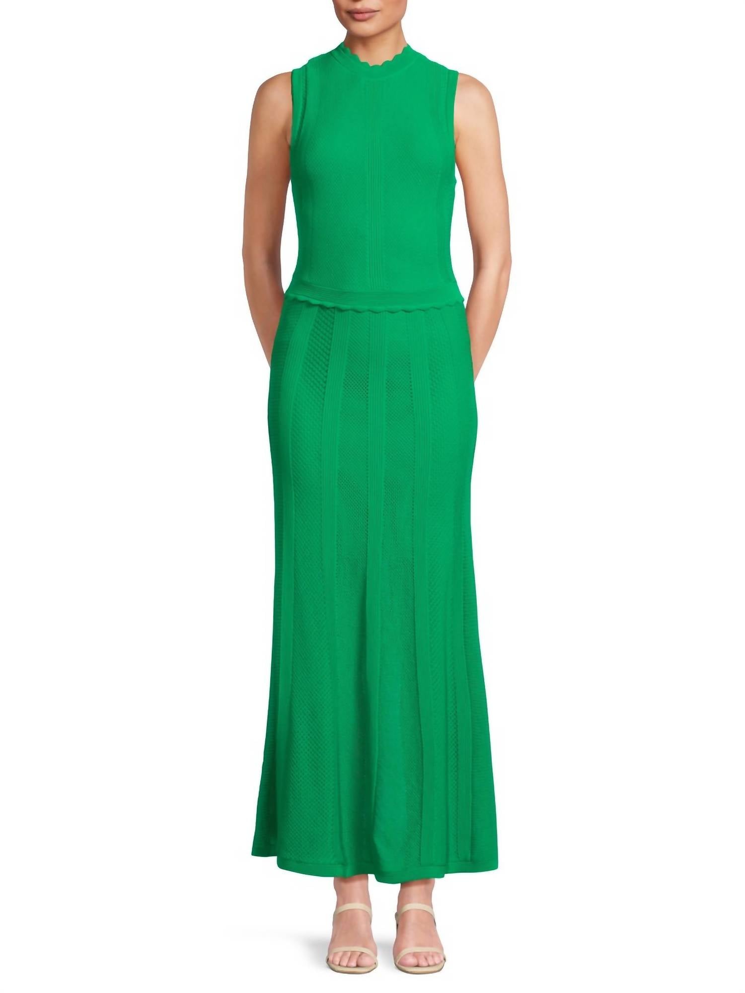 THE KOOPLES Ribbed Knit Sleeveless Maxi Dress in green - women's dress