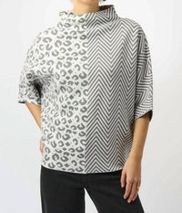 Joseph Ribkoff - Mixed Print Boxy Mockneck Sweater