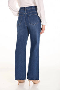 Frank Lyman Fawn Fit And Flare Jean With Jewel Embellishments in blue denim - women's jeans - detail view