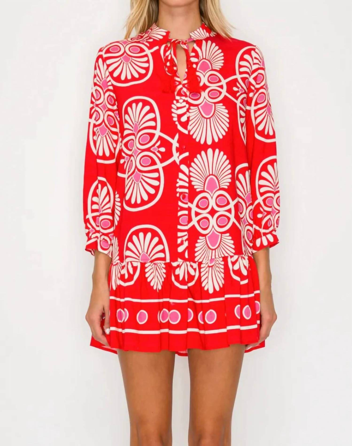 Meet Me In Santorini - Women's Festival Medallion Short Dress