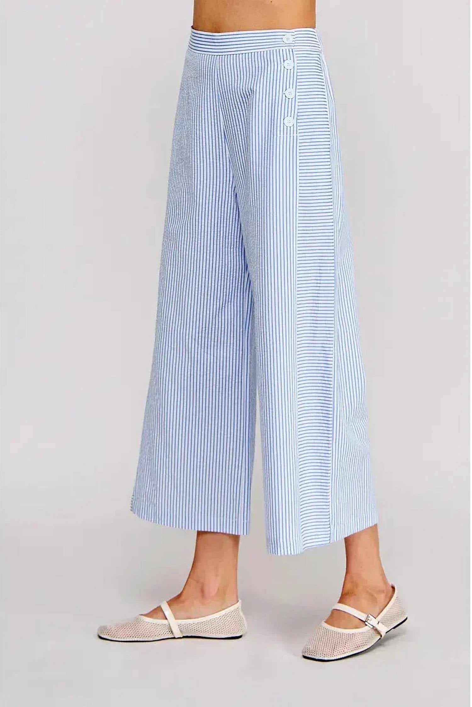 Allie Rose - Olga Pinstripe Seersucker Pants