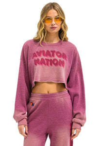 Aviator Nation - 3d Cropped Crew Relaxed Sweatshirt