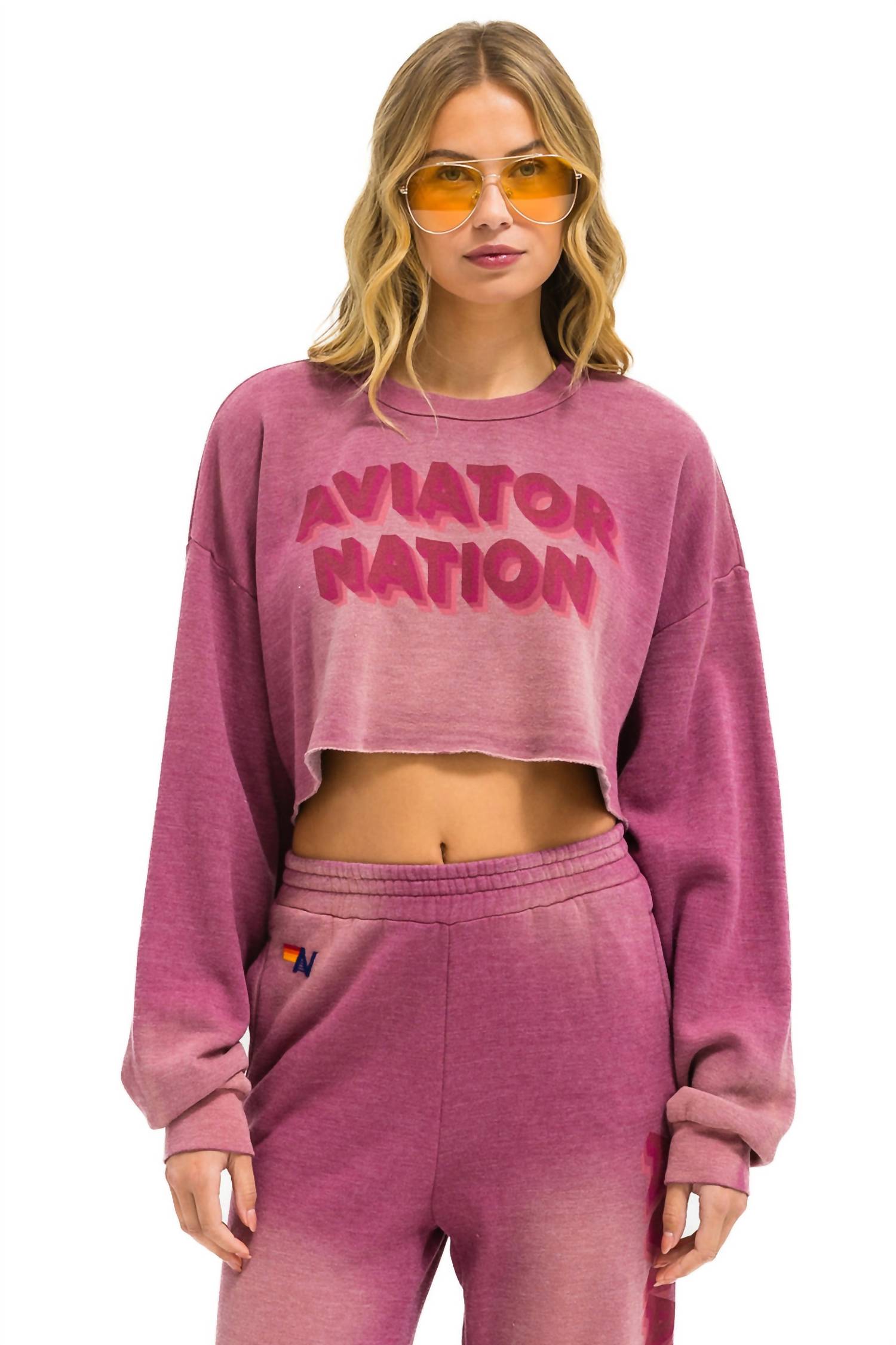 Aviator Nation - 3d Cropped Crew Relaxed Sweatshirt