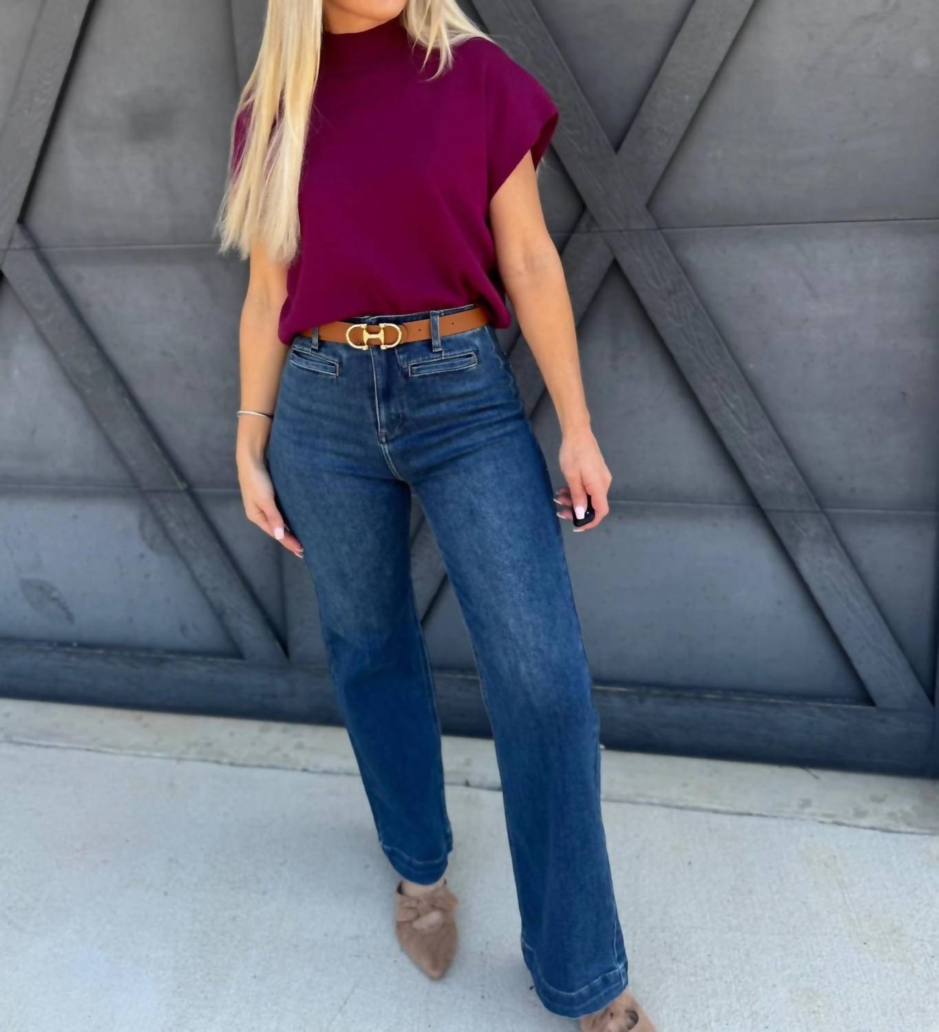 L.T.J - Pintuck Wide Leg Jeans