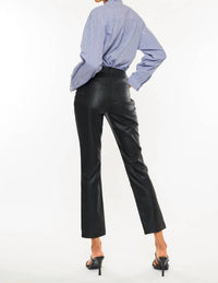 Kancan - Judith High Rise Faux Leather Skinny Straight Leg Jeans