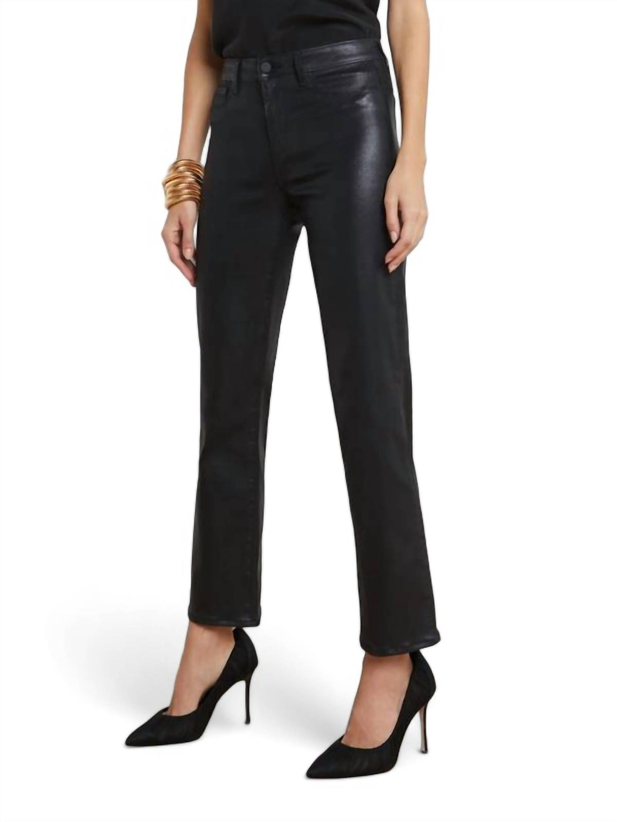 L'Agence - GINNY COATED STRAIGHT-LEG BACK ZIP JEAN