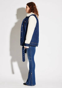 Circular Path - Teddy Denim Moto Jacket