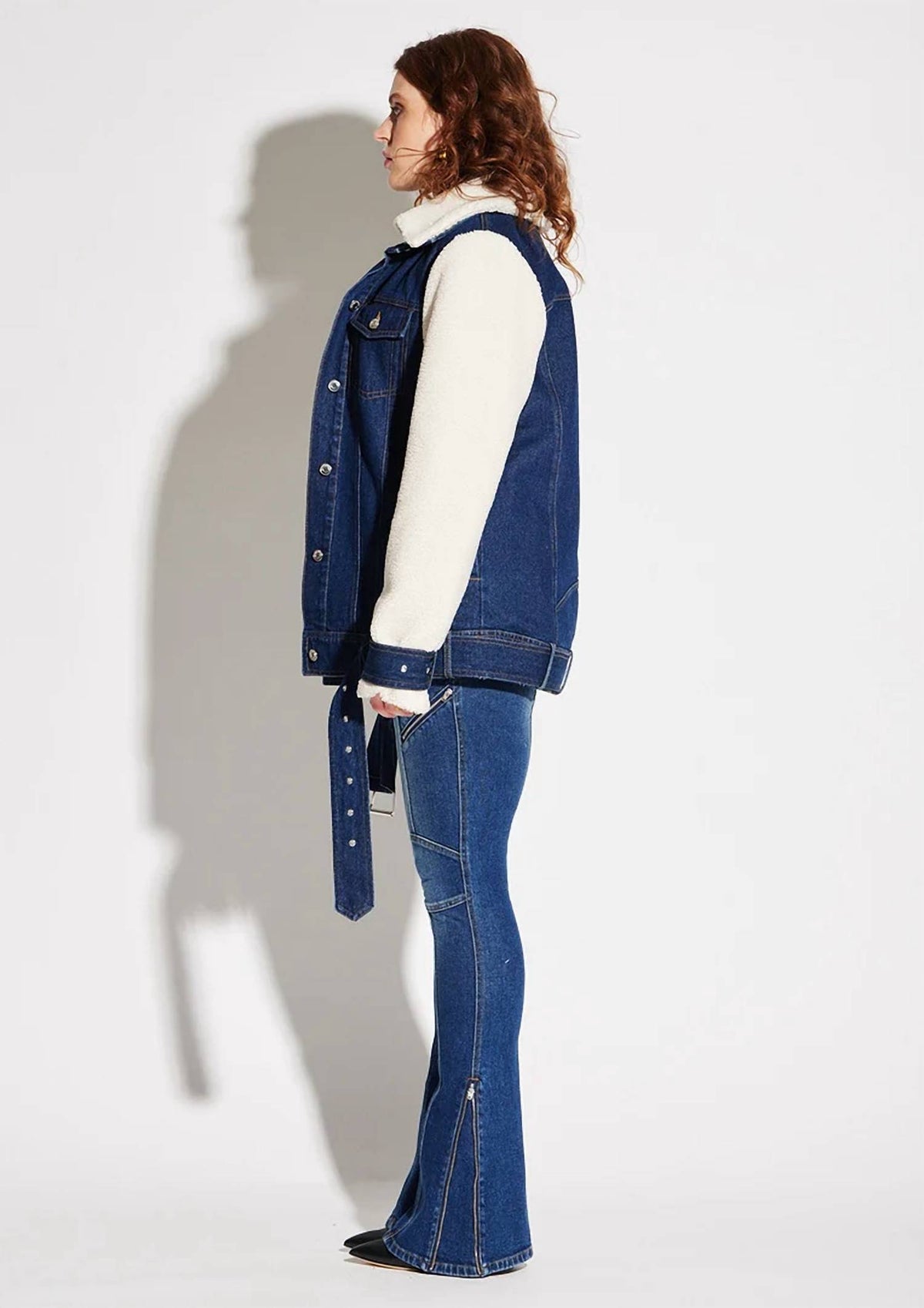 Circular Path - Teddy Denim Moto Jacket