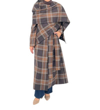 Diomi - Plaid Coat With Scarf