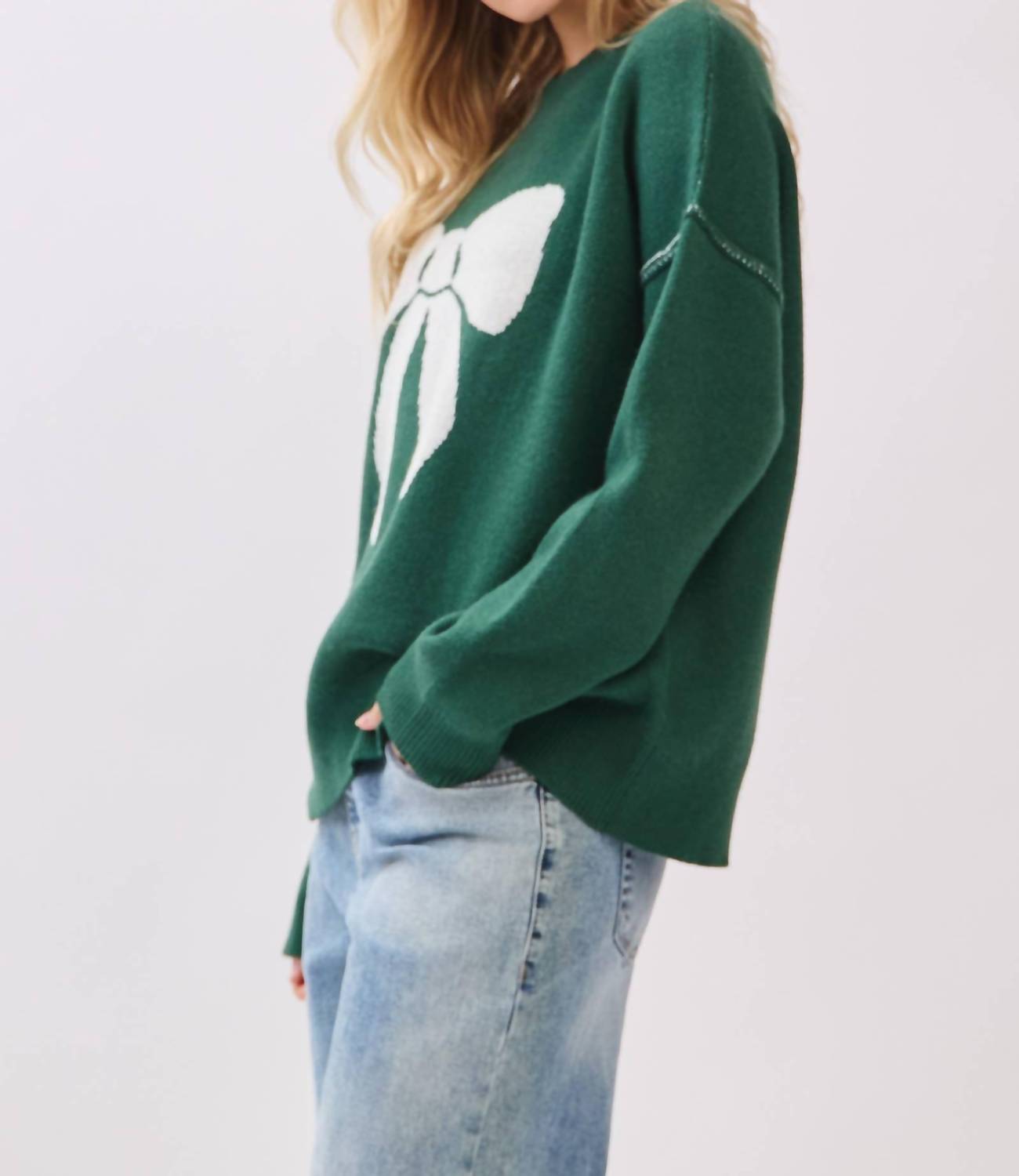 Sewn And Seen - Christmas Bow Print Sweater
