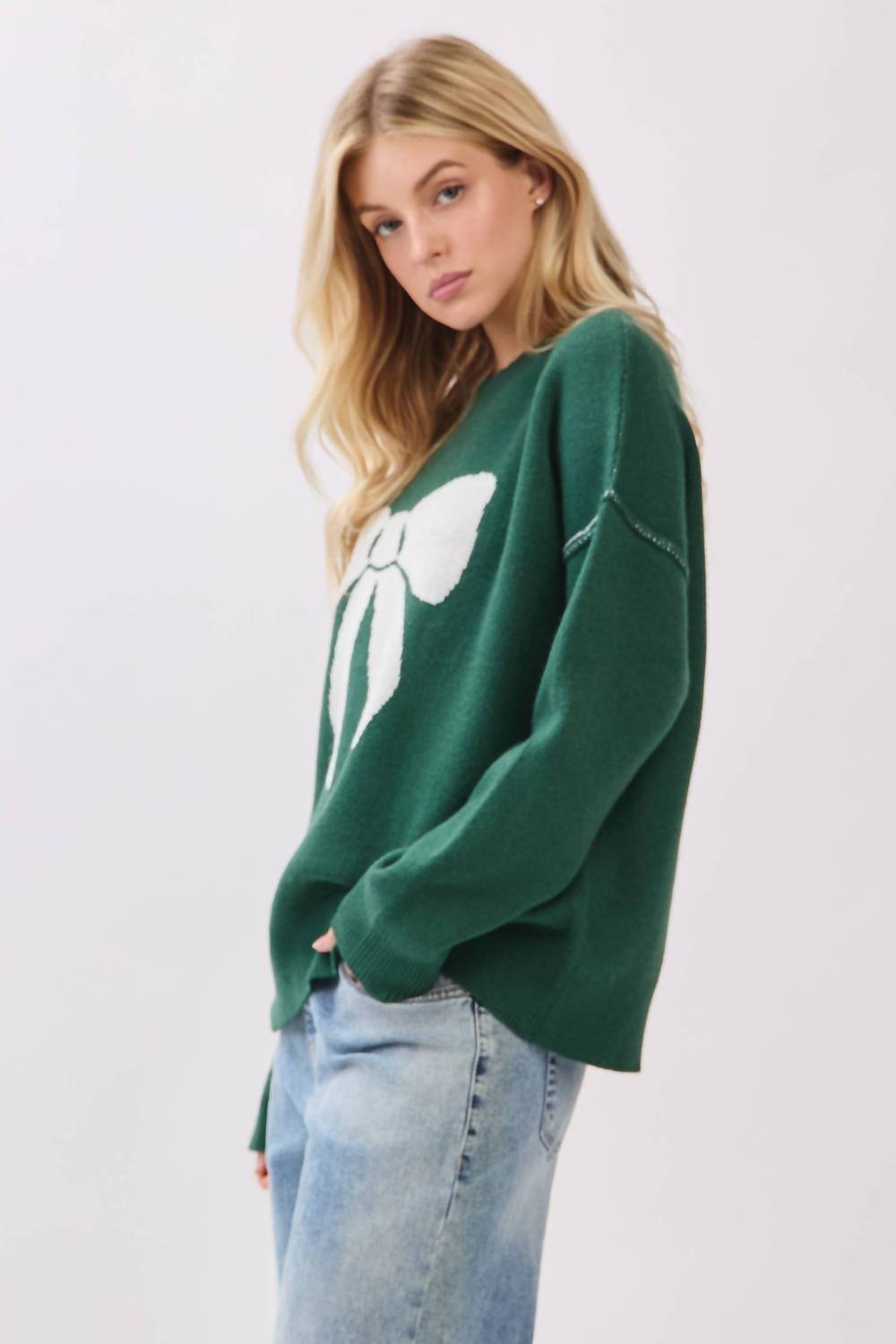 Sewn And Seen - Christmas Bow Print Sweater