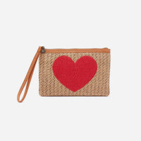 Hobo - Women's Straw Heart Pouch Wristlet With Heart